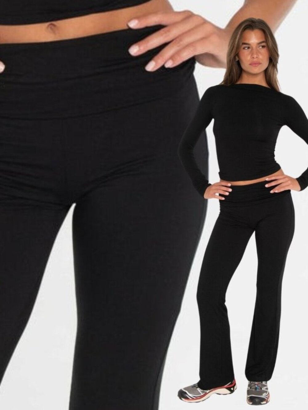 FORM Fold Over Pants - Black - Size Small